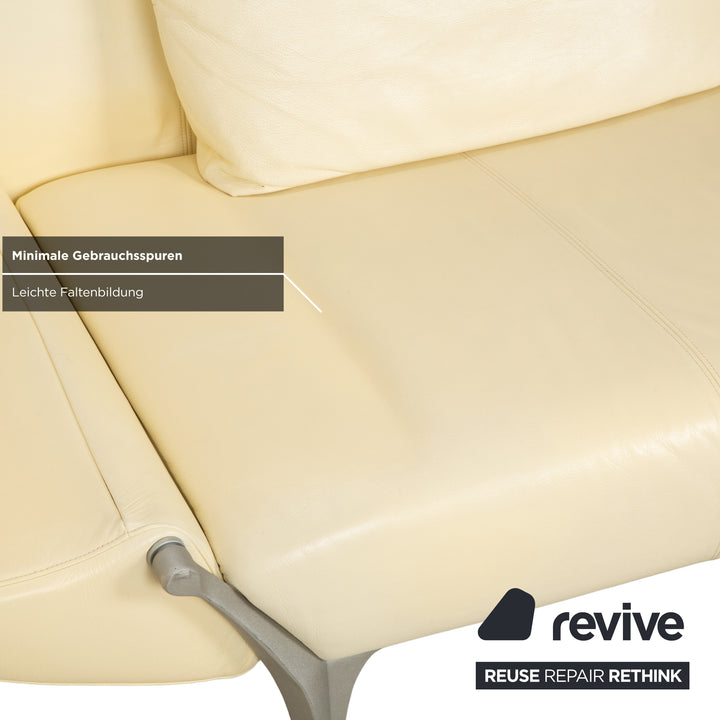 Rolf Benz 1600 Leder Dreisitzer Creme Eierschale Beige manuelle Funktion Sofa Couch
