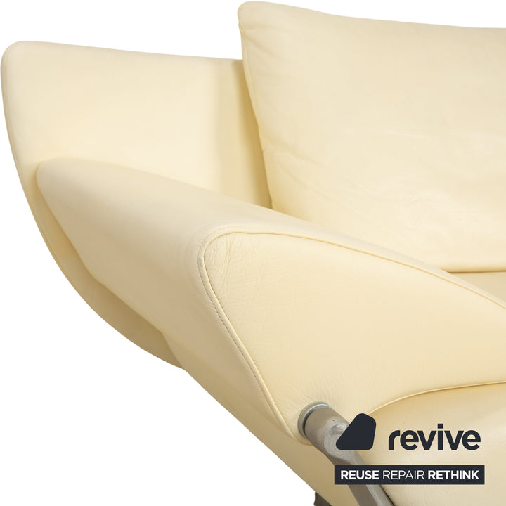 Rolf Benz 1600 Leder Dreisitzer Creme Eierschale Beige manuelle Funktion Sofa Couch