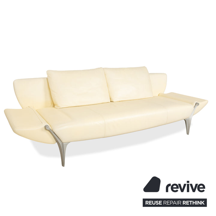 Rolf Benz 1600 Leder Dreisitzer Creme Eierschale Beige manuelle Funktion Sofa Couch