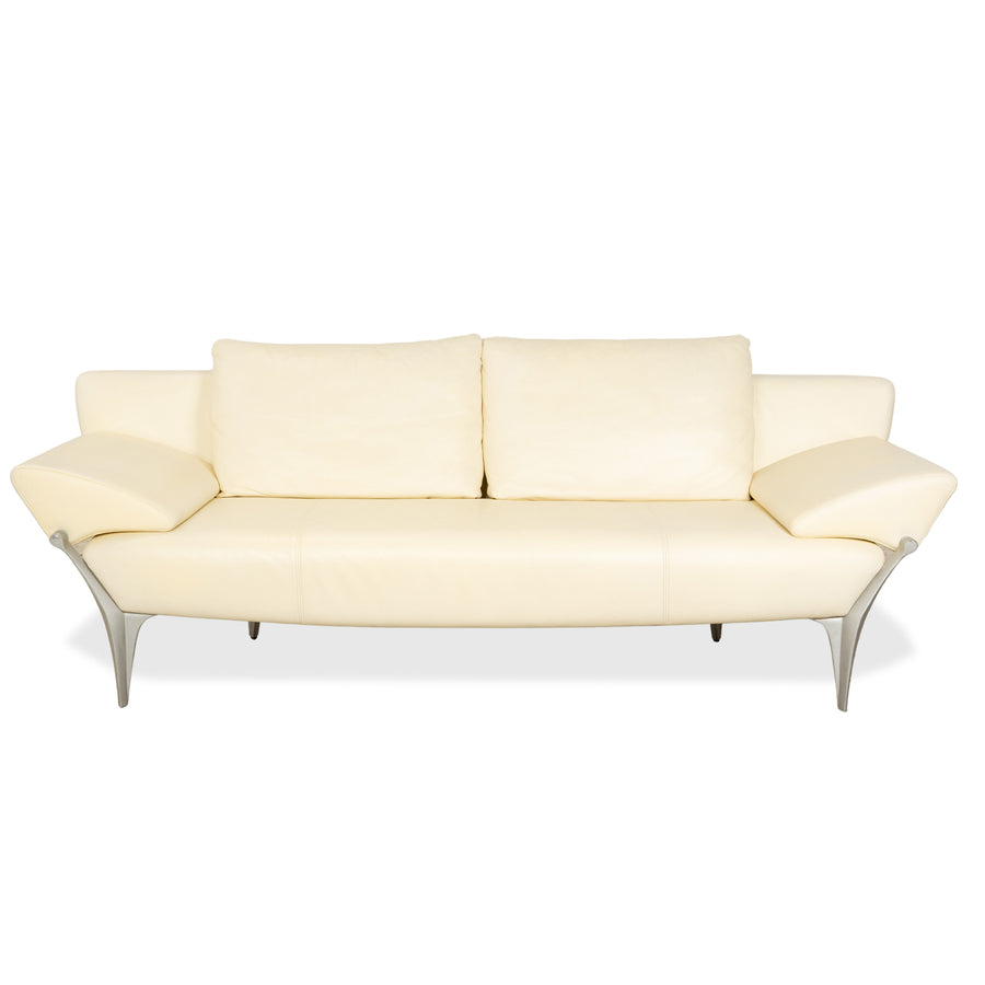 Rolf Benz 1600 Leder Dreisitzer Creme Eierschale Beige manuelle Funktion Sofa Couch