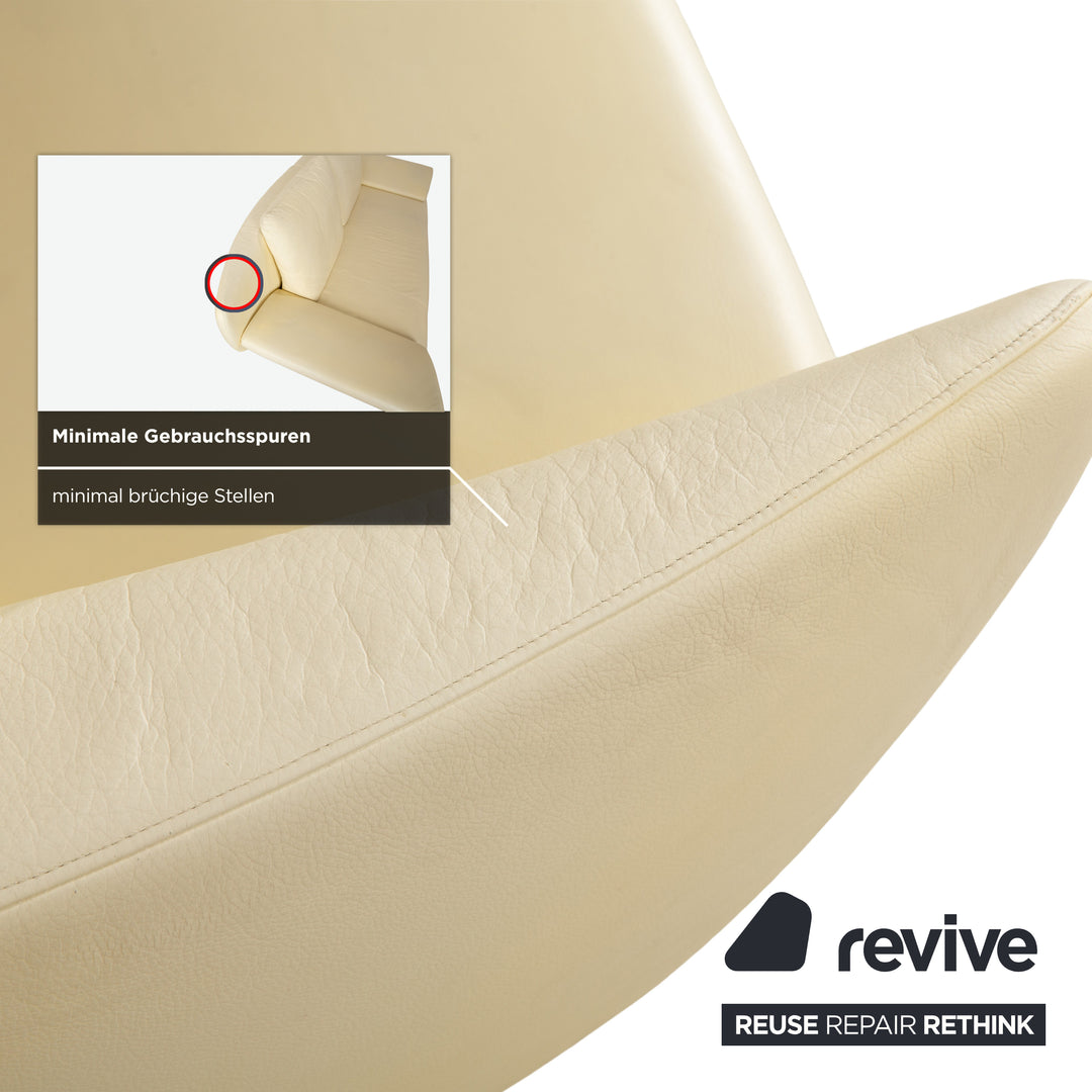 Rolf Benz 1600 Leder Dreisitzer Creme Eierschale Beige manuelle Funktion Sofa Couch