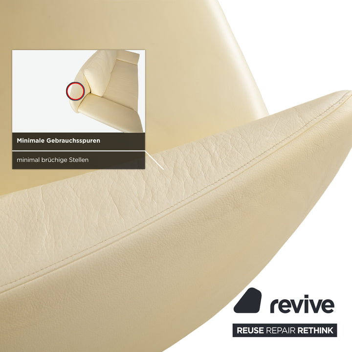 Rolf Benz 1600 Leder Dreisitzer Creme Eierschale Beige manuelle Funktion Sofa Couch