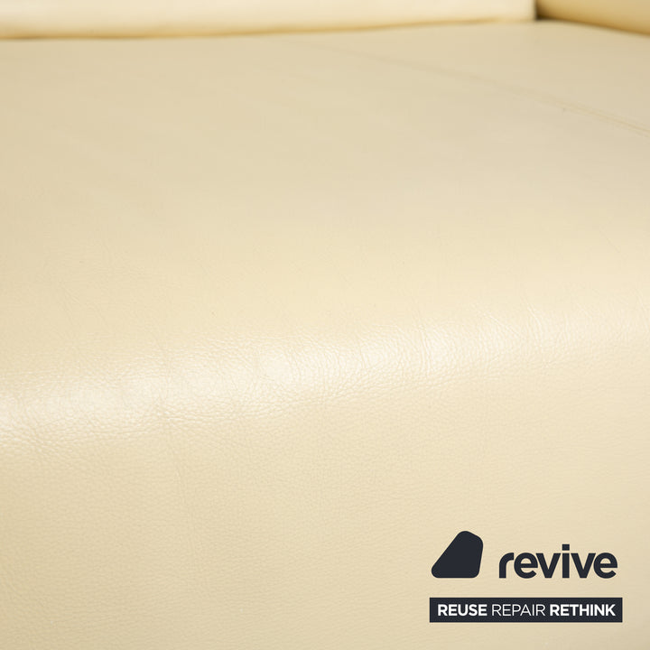 Rolf Benz 1600 Leder Dreisitzer Creme Eierschale Beige manuelle Funktion Sofa Couch