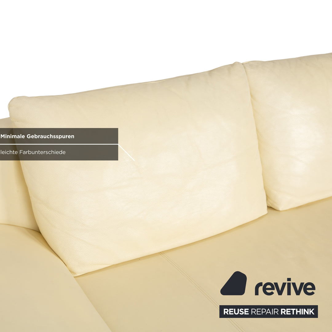 Rolf Benz 1600 Leder Dreisitzer Creme Eierschale Beige manuelle Funktion Sofa Couch