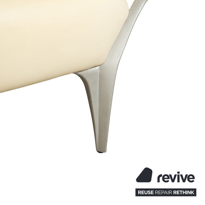 Rolf Benz 1600 Leder Dreisitzer Creme Eierschale Beige manuelle Funktion Sofa Couch