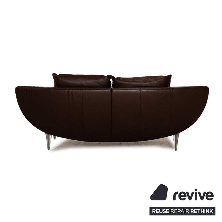 Rolf Benz 1600 leather three-seater dark brown sofa couch