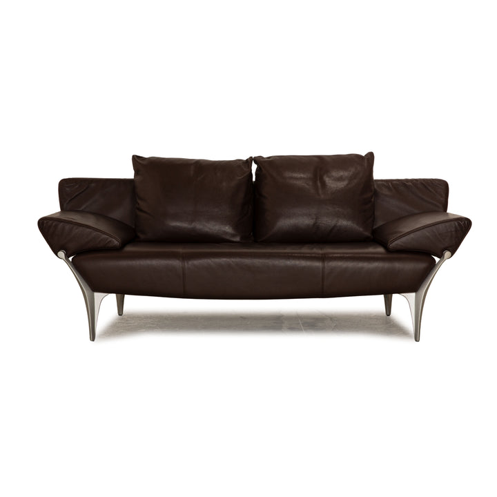 Rolf Benz 1600 leather three-seater dark brown sofa couch