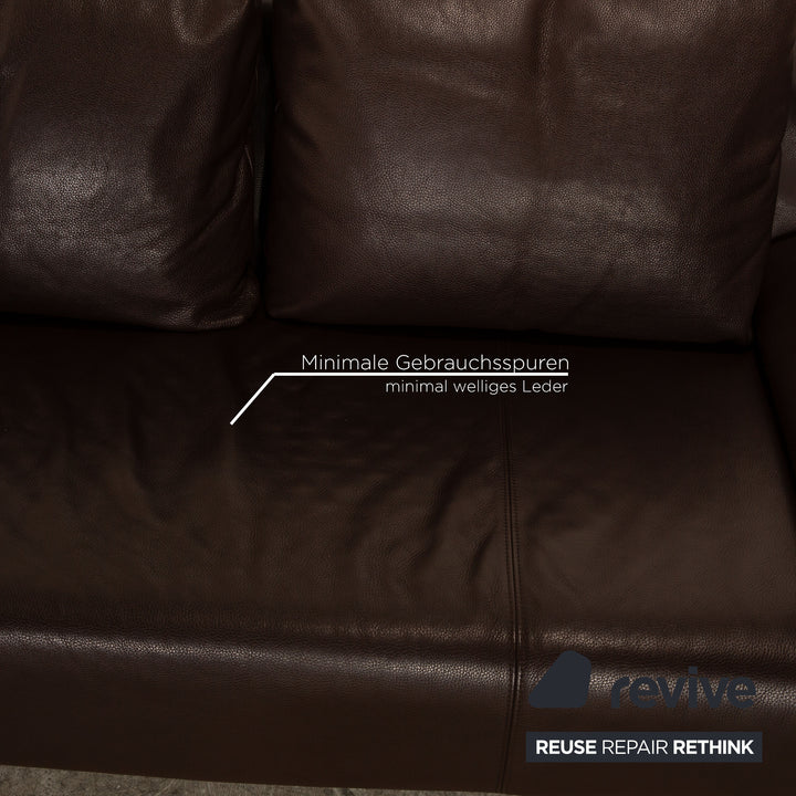 Rolf Benz 1600 leather three-seater dark brown sofa couch