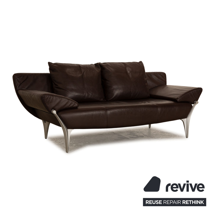 Rolf Benz 1600 leather three-seater dark brown sofa couch
