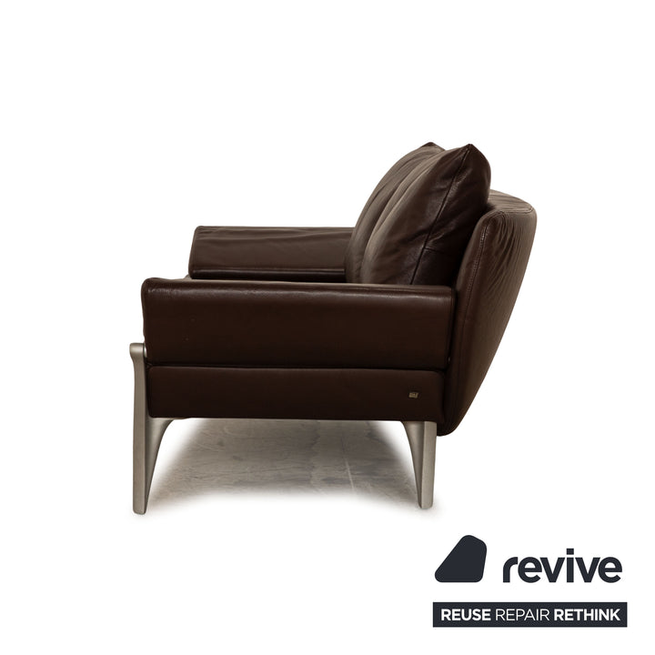 Rolf Benz 1600 leather three-seater dark brown sofa couch