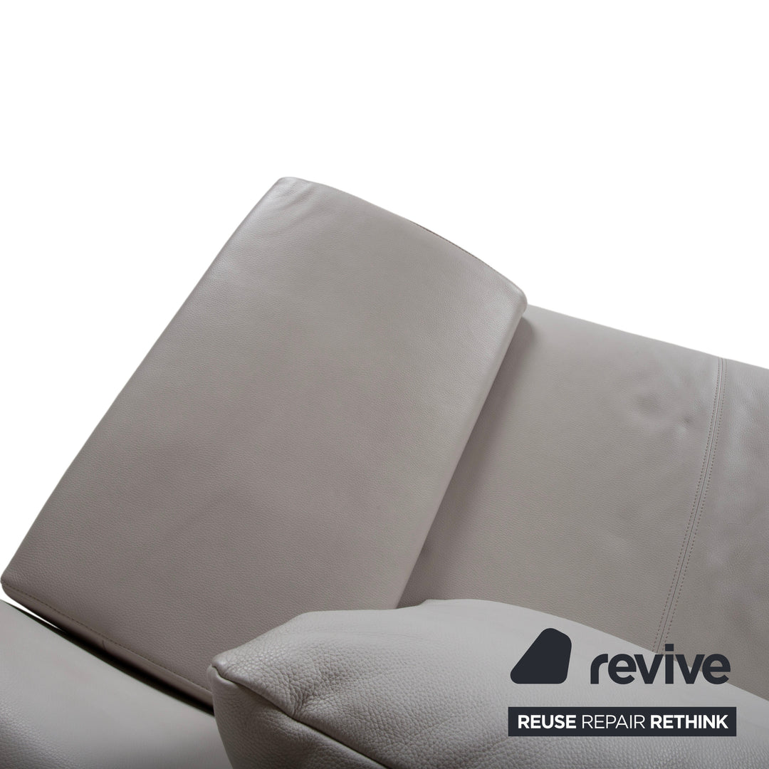 Rolf Benz 1600 Leder Dreisitzer Grau Sofa Couch manuelle Funktion