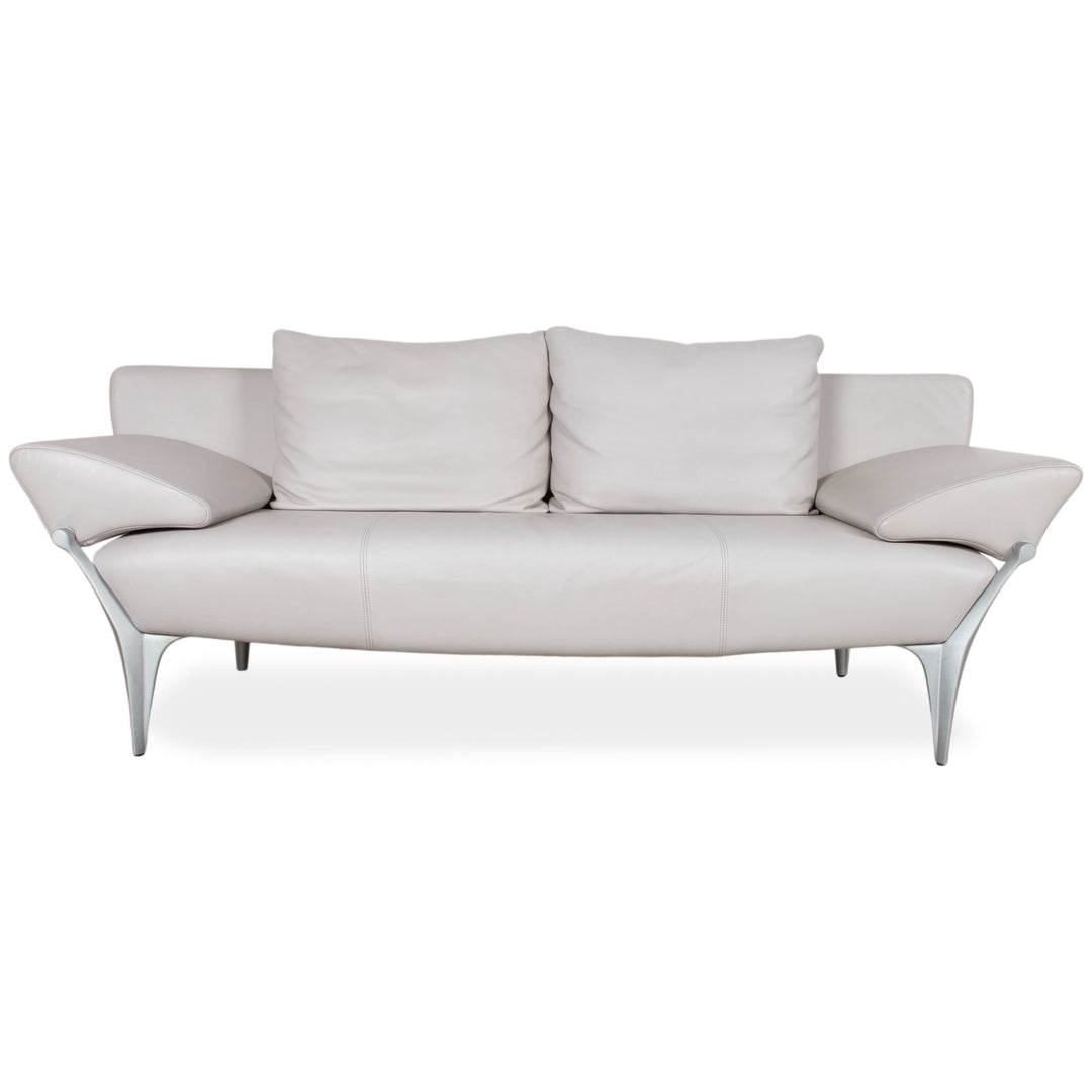 Rolf Benz 1600 Leder Dreisitzer Grau Sofa Couch manuelle Funktion