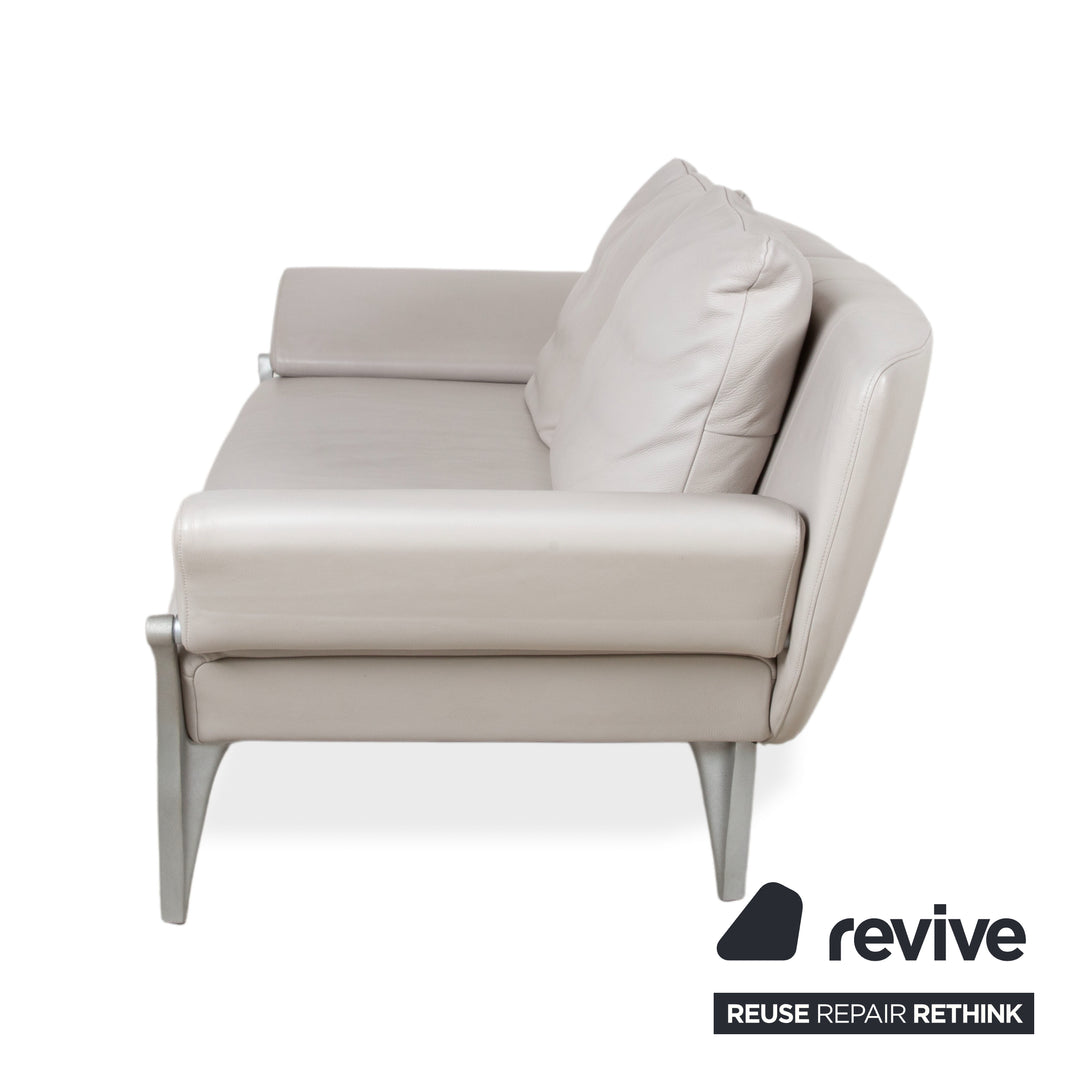 Rolf Benz 1600 Leder Dreisitzer Grau Sofa Couch manuelle Funktion