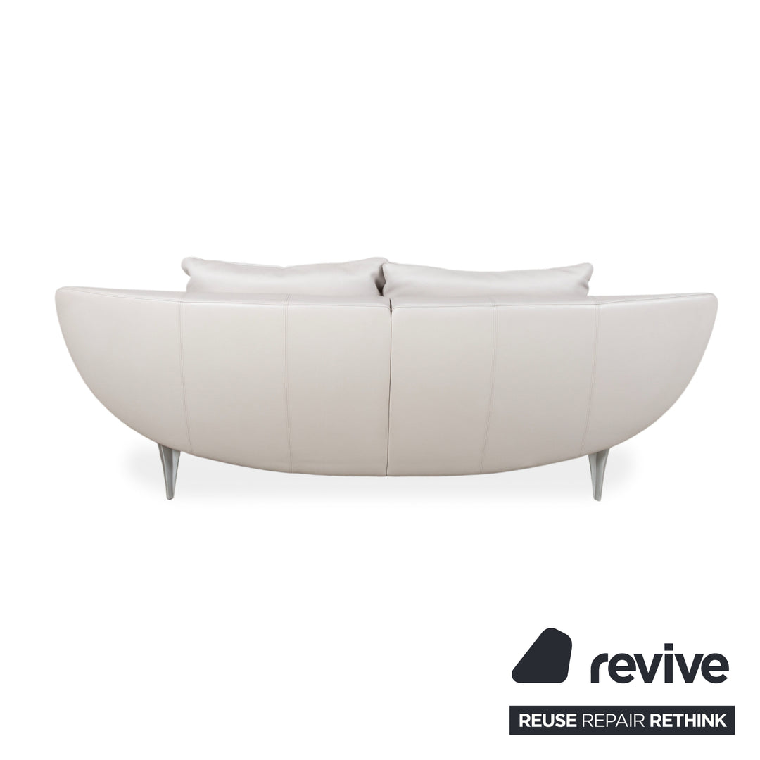 Rolf Benz 1600 Leder Dreisitzer Grau Sofa Couch manuelle Funktion