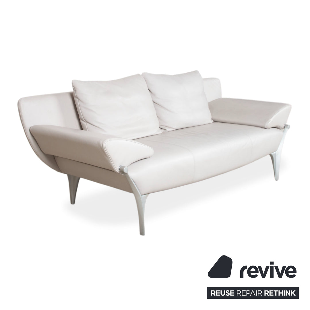 Rolf Benz 1600 Leder Dreisitzer Grau Sofa Couch manuelle Funktion