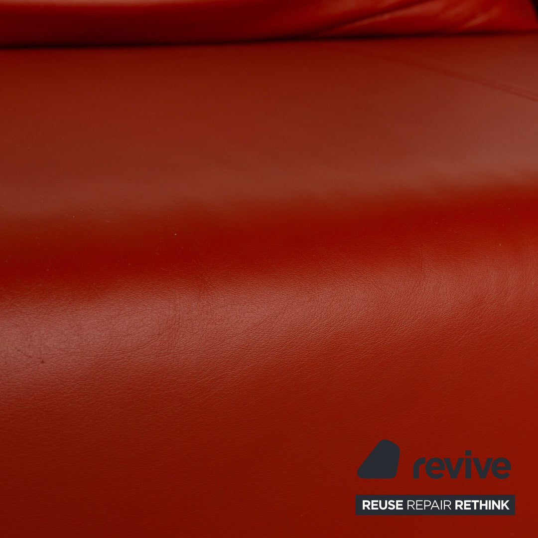 Rolf Benz 1600 Leder Dreisitzer Rot Orange manuelle Funktion Sofa Couch
