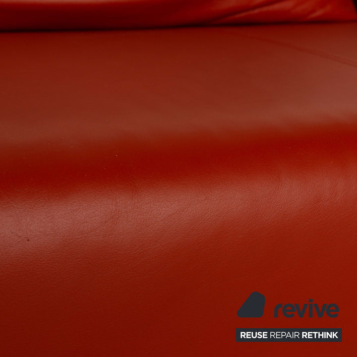 Rolf Benz 1600 Leder Dreisitzer Rot Orange manuelle Funktion Sofa Couch