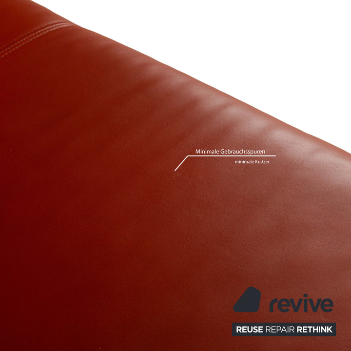 Rolf Benz 1600 Leder Dreisitzer Rot Orange manuelle Funktion Sofa Couch