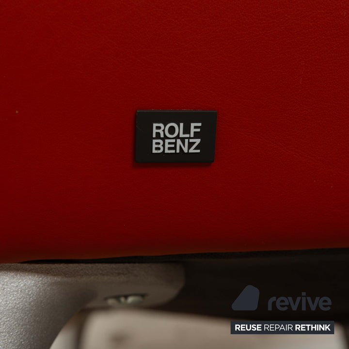 Rolf Benz 1600 Leder Dreisitzer Rot Orange manuelle Funktion Sofa Couch