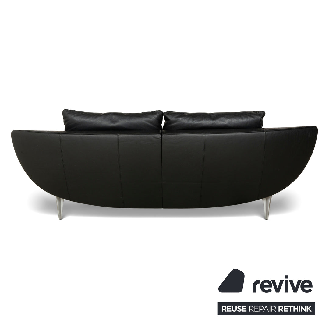 Rolf Benz 1600 Leder Dreisitzer Schwarz manuelle Funktion Sofa Couch