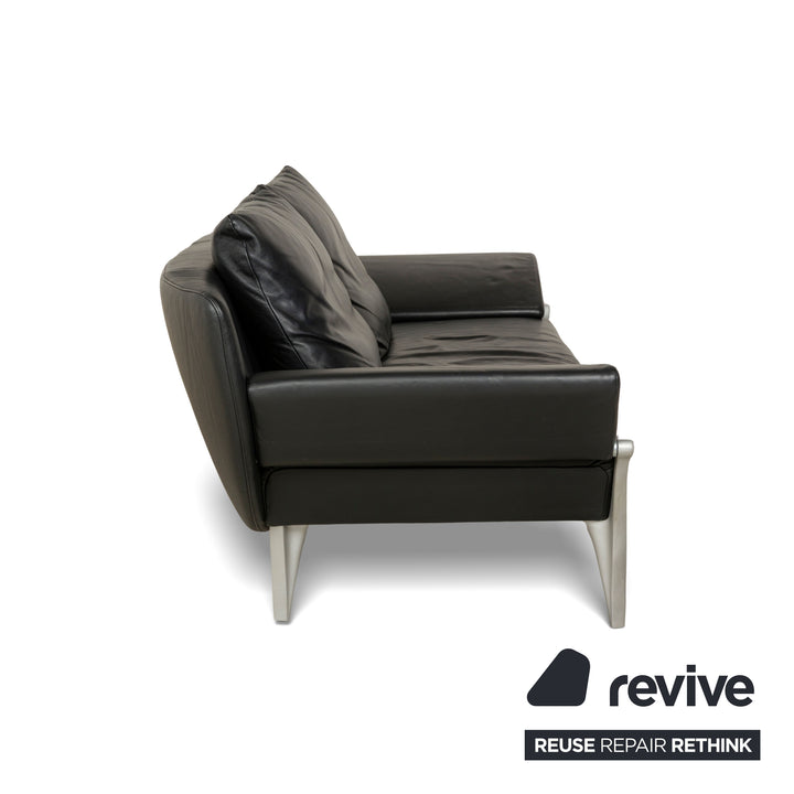 Rolf Benz 1600 Leder Dreisitzer Schwarz manuelle Funktion Sofa Couch