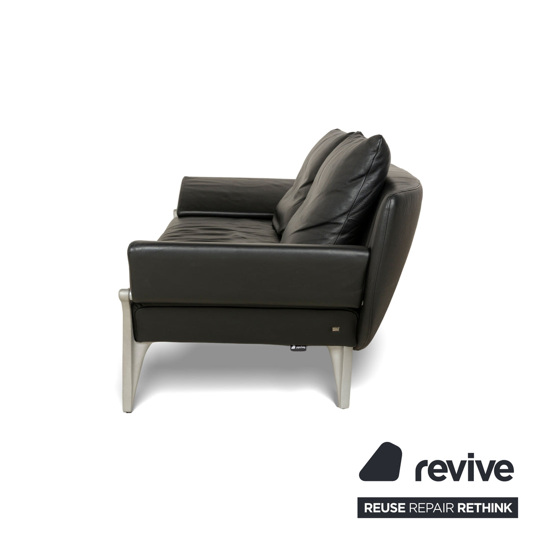Rolf Benz 1600 Leder Dreisitzer Schwarz manuelle Funktion Sofa Couch