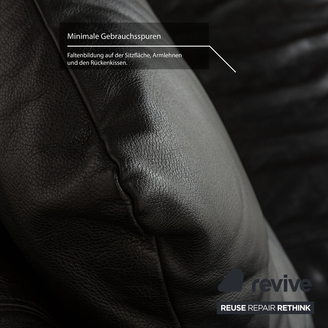 Rolf Benz 1600 Leder Dreisitzer Schwarz manuelle Funktion Sofa Couch