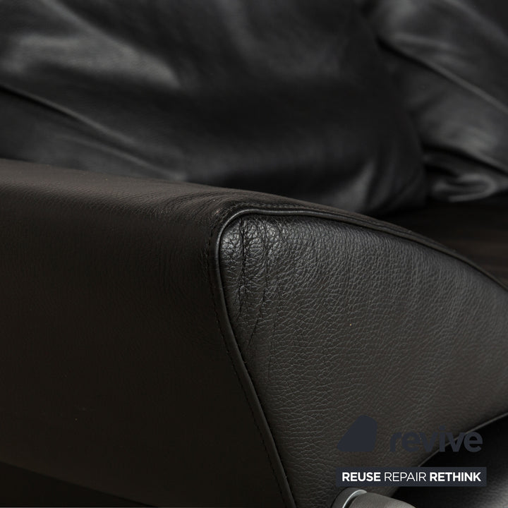 Rolf Benz 1600 Leder Dreisitzer Schwarz manuelle Funktion Sofa Couch