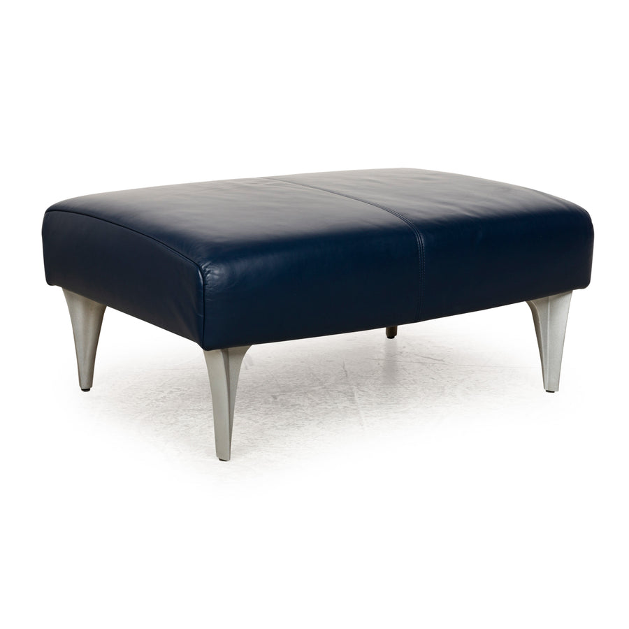Rolf Benz 1600 Leather Stool Blue