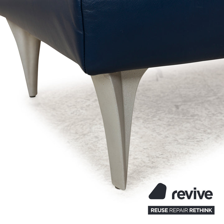 Rolf Benz 1600 Leather Stool Blue