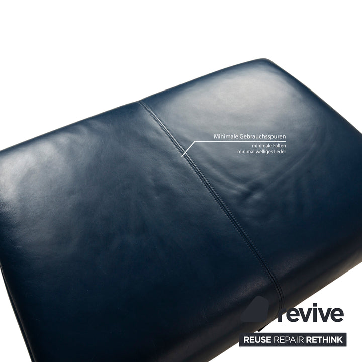Rolf Benz 1600 Leather Stool Blue