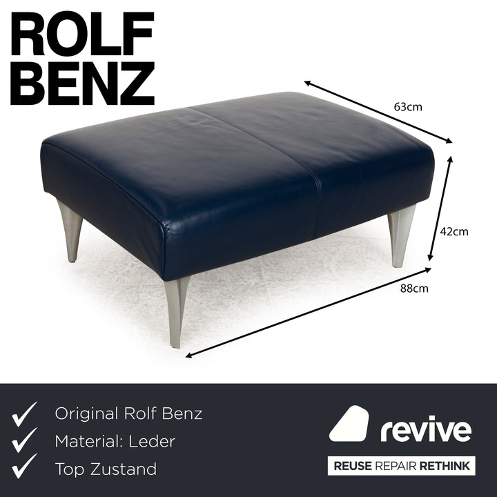 Rolf Benz 1600 Leather Stool Blue