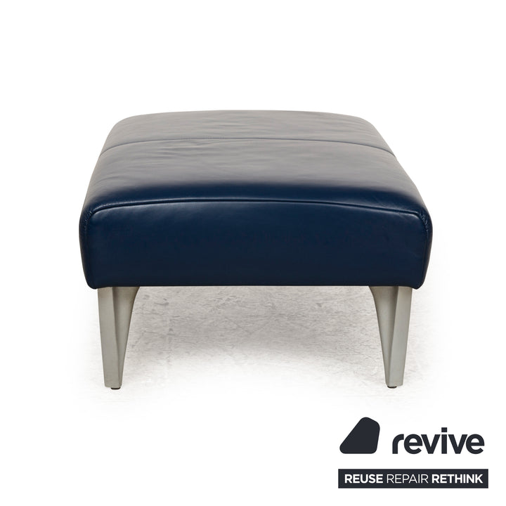 Rolf Benz 1600 Leather Stool Blue