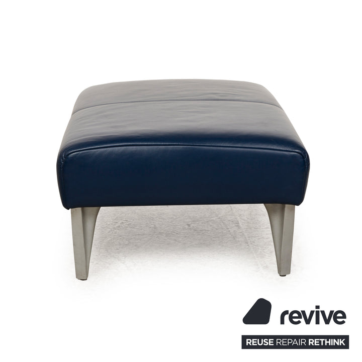 Rolf Benz 1600 Leather Stool Blue