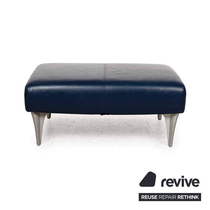 Rolf Benz 1600 Leather Stool Blue