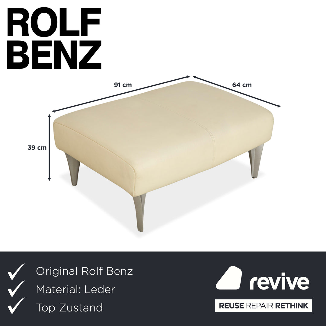 Rolf Benz 1600 Leder Hocker Creme Weiß