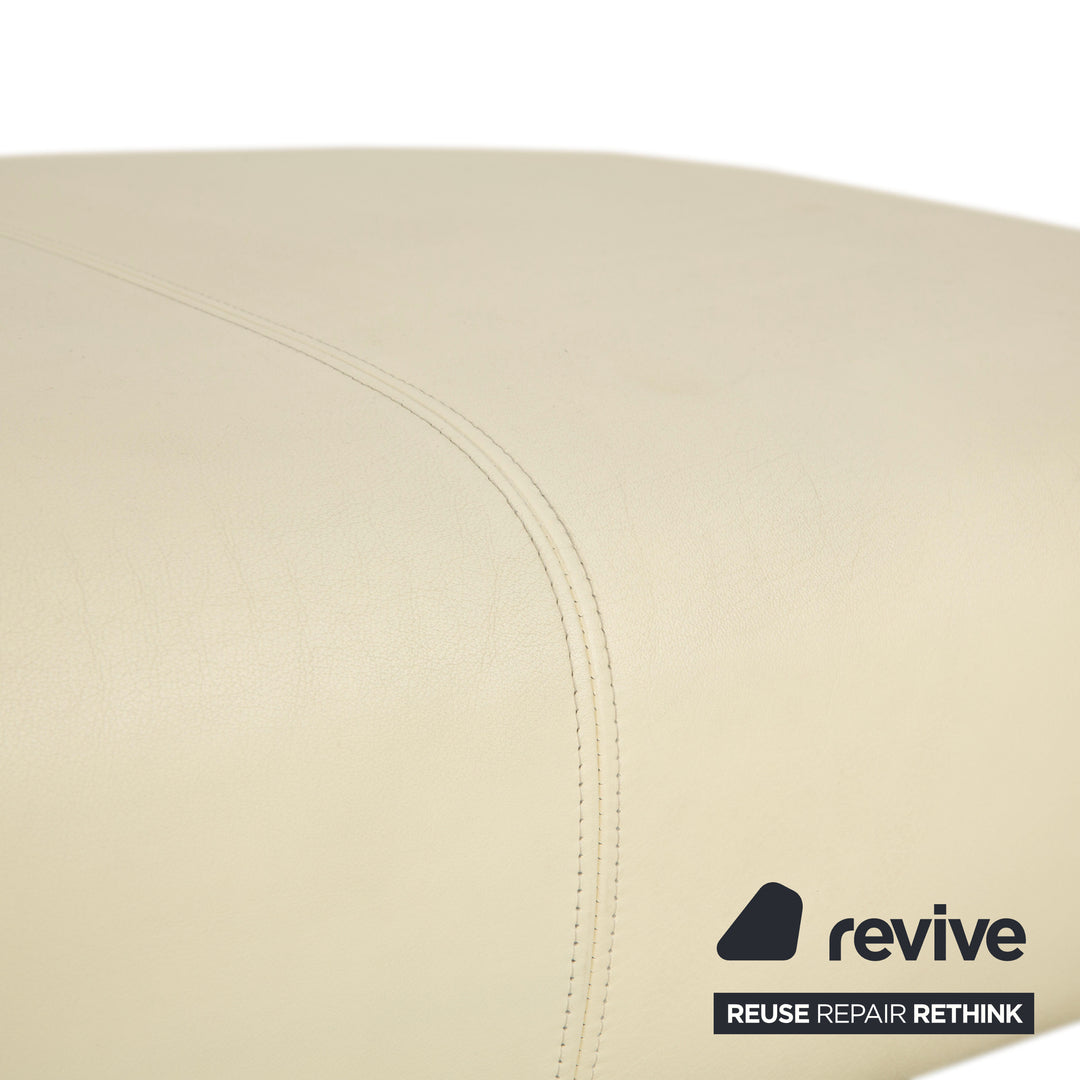 Rolf Benz 1600 Leder Hocker Creme Weiß