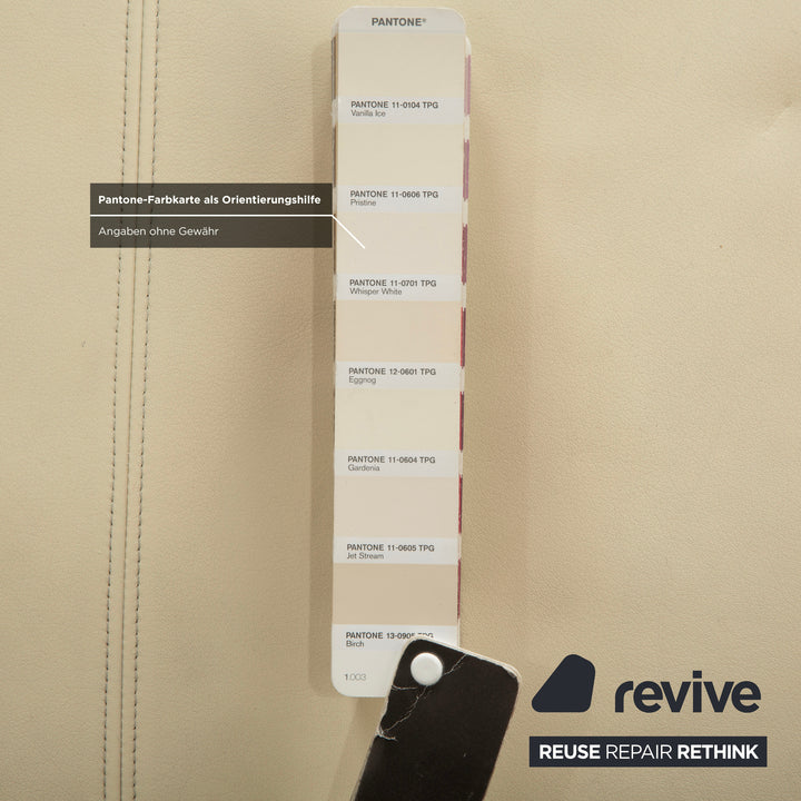 Rolf Benz 1600 Leder Hocker Creme Weiß