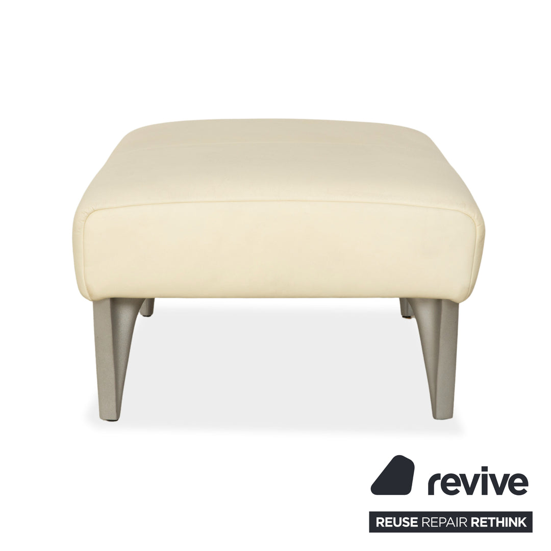 Rolf Benz 1600 Leder Hocker Creme Weiß