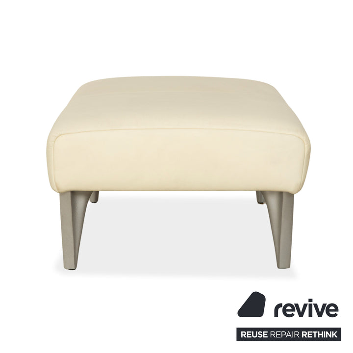 Rolf Benz 1600 Leder Hocker Creme Weiß