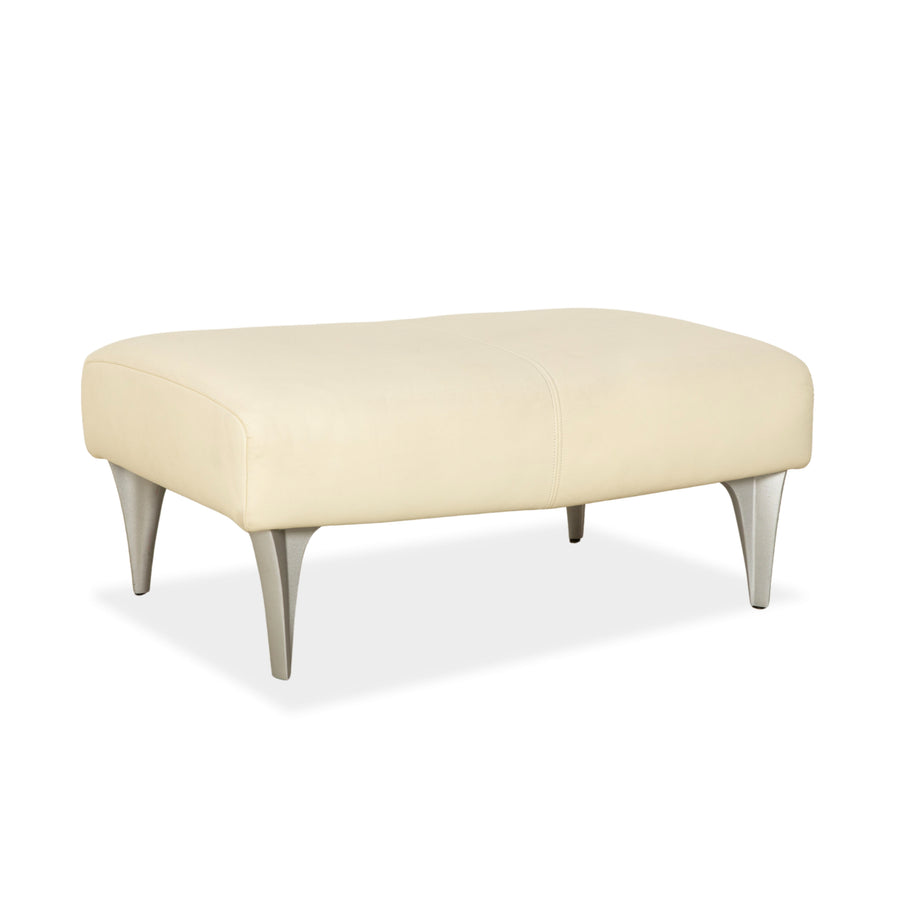 Rolf Benz 1600 Leder Hocker Creme Weiß
