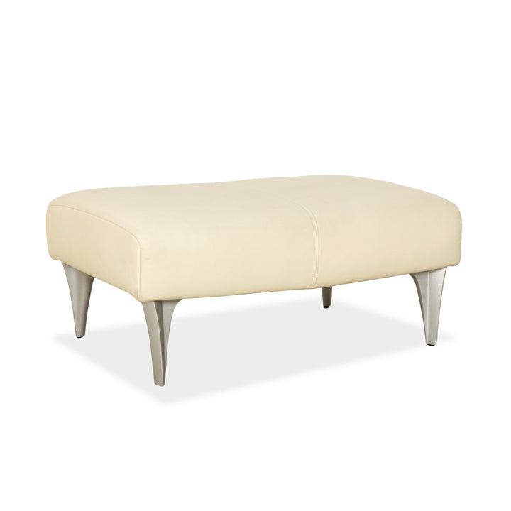 Rolf Benz 1600 Leather Stool Cream White