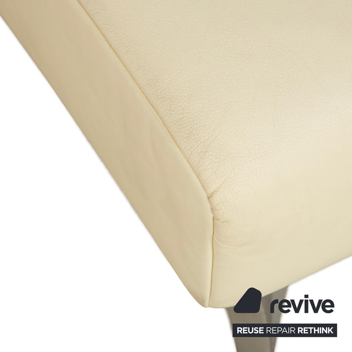 Rolf Benz 1600 Leder Hocker Creme Weiß