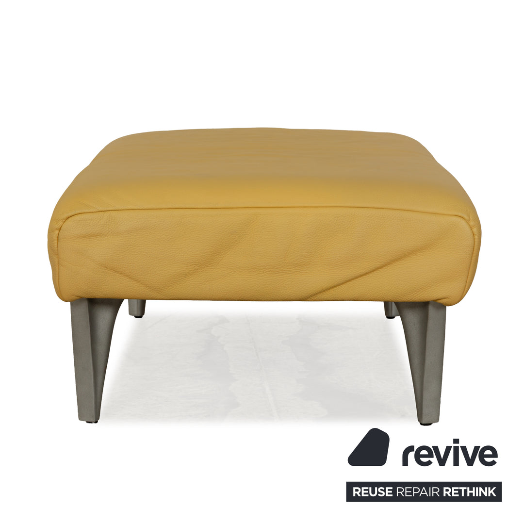 Rolf Benz 1600 Leather Stool Yellow