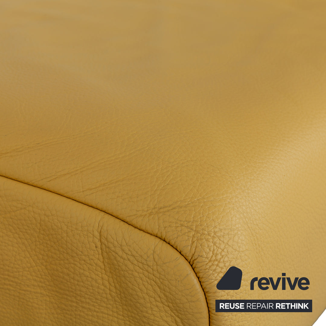 Rolf Benz 1600 Leather Stool Yellow