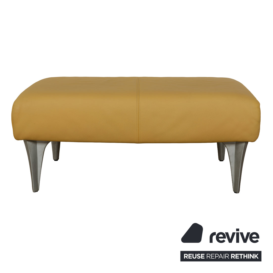 Rolf Benz 1600 Leather Stool Yellow