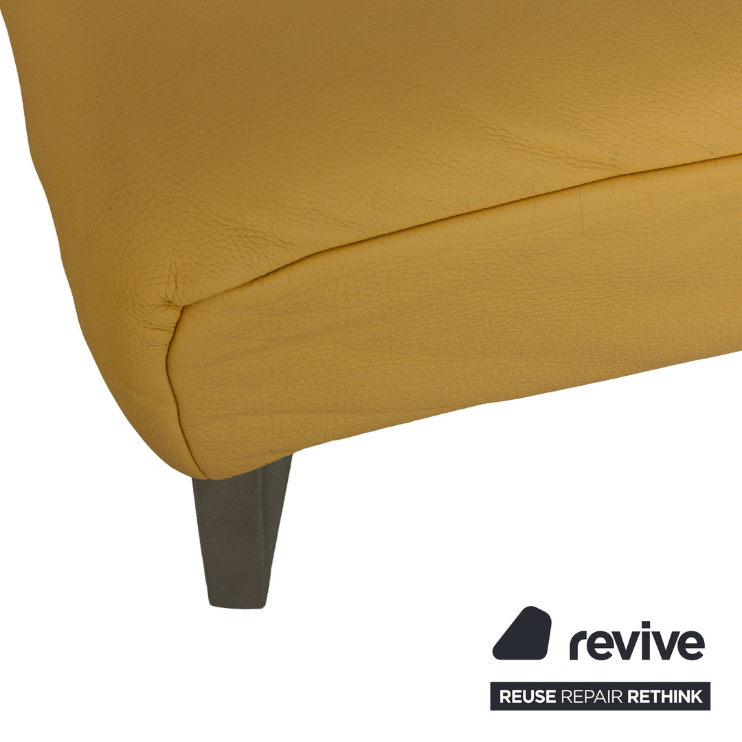 Rolf Benz 1600 Leather Stool Yellow