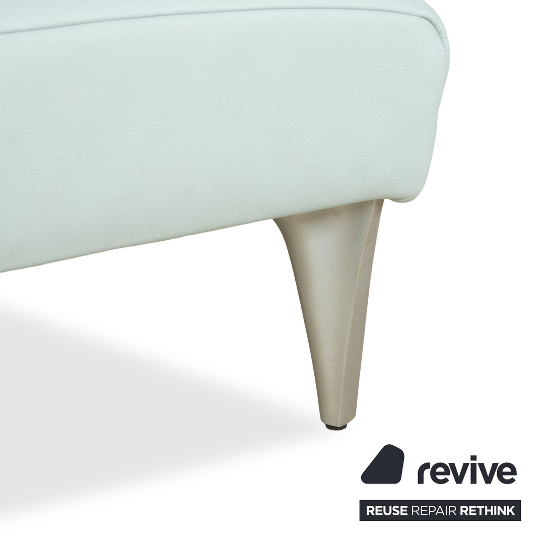 Rolf Benz 1600 Leather Stool Light Blue Mint