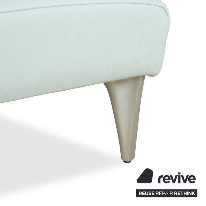 Rolf Benz 1600 Leather Stool Light Blue Mint