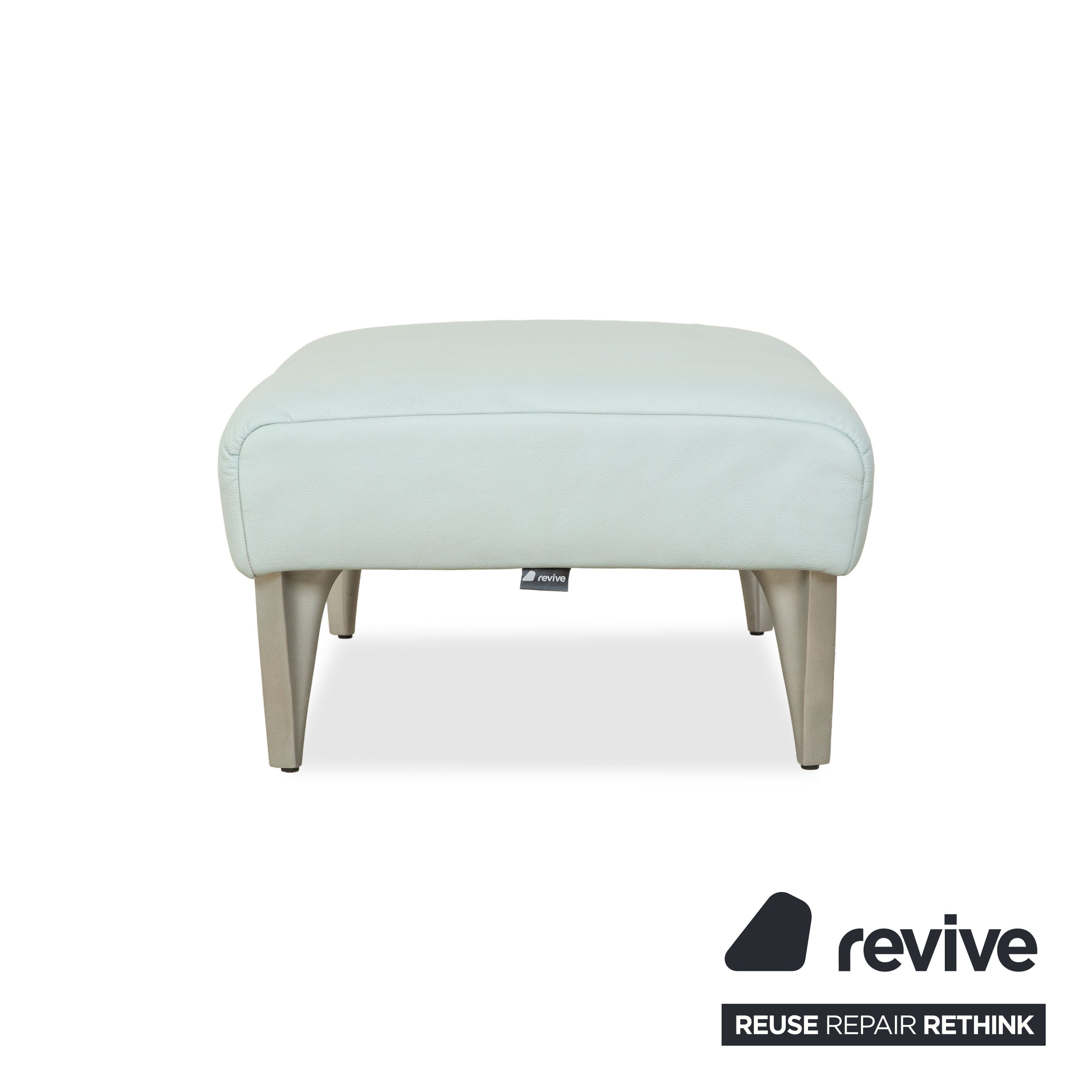 Tabouret en cuir Rolf Benz 1600 bleu clair menthe